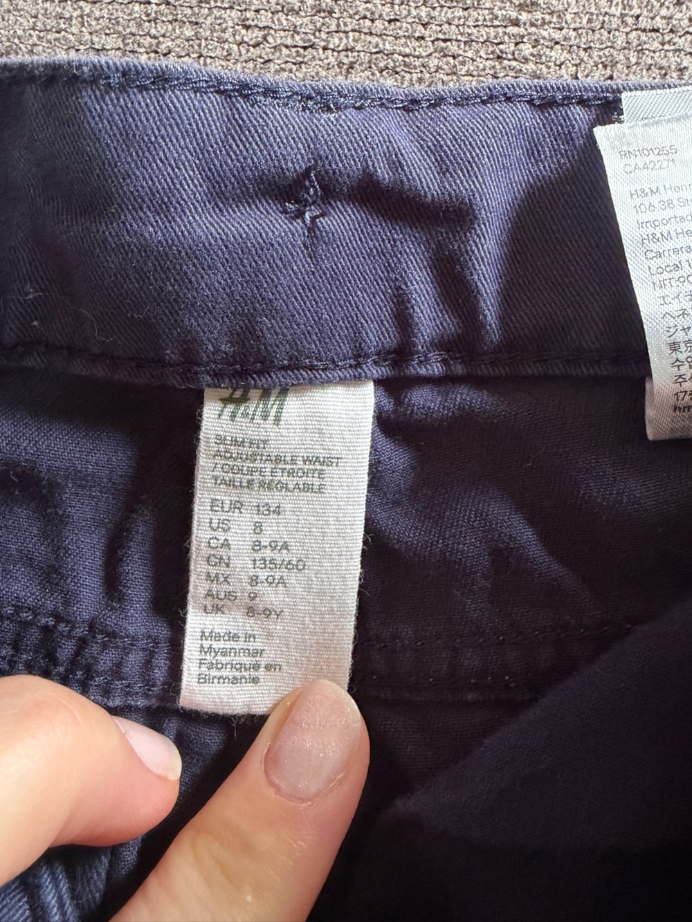 H&M Boys Cotton Navy Slim Pants - Picture 2 of 9